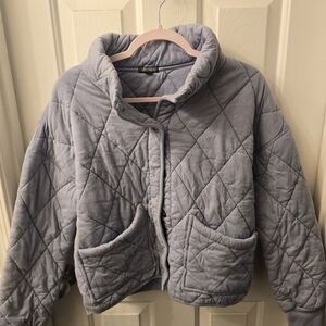 Wild Fable Light Gray Quilted Teddy Jacket